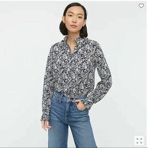 J. Crew Liberty Button Up with Ruffle Collar